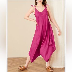 MSK Fuchsia Flare  Jumper With Pockets & Bow Ties Linen Blend